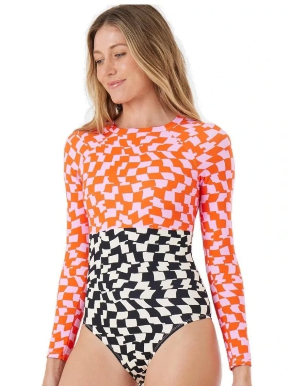 Roxy Long Sleeve One Piece Swim / Surf Suit - Multi Check - Size Medium - Picture 7 of 7
